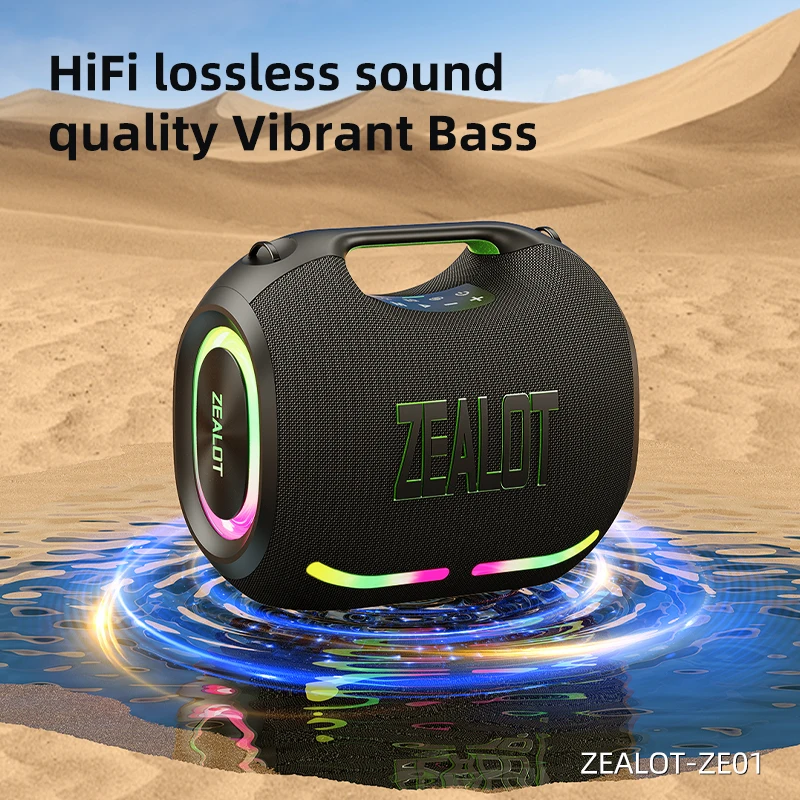 zealot_ZE01M Bluetooth Speaker with Wireless Microphone, Portable Loud Party Bluetooth Speaker Full Range Drivers/Deep Bass