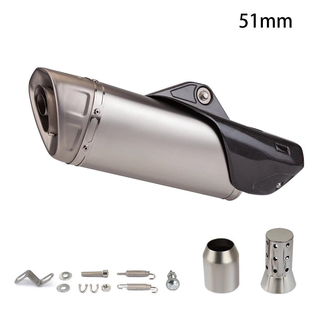 R1 Pipe Exhaust Universal 51mm 60mm Motorcycle Carbon Cover Muffler with DB Killer for Z900 450SR R3 MT07 CBR650R GSXR750 RS660 - Image 2