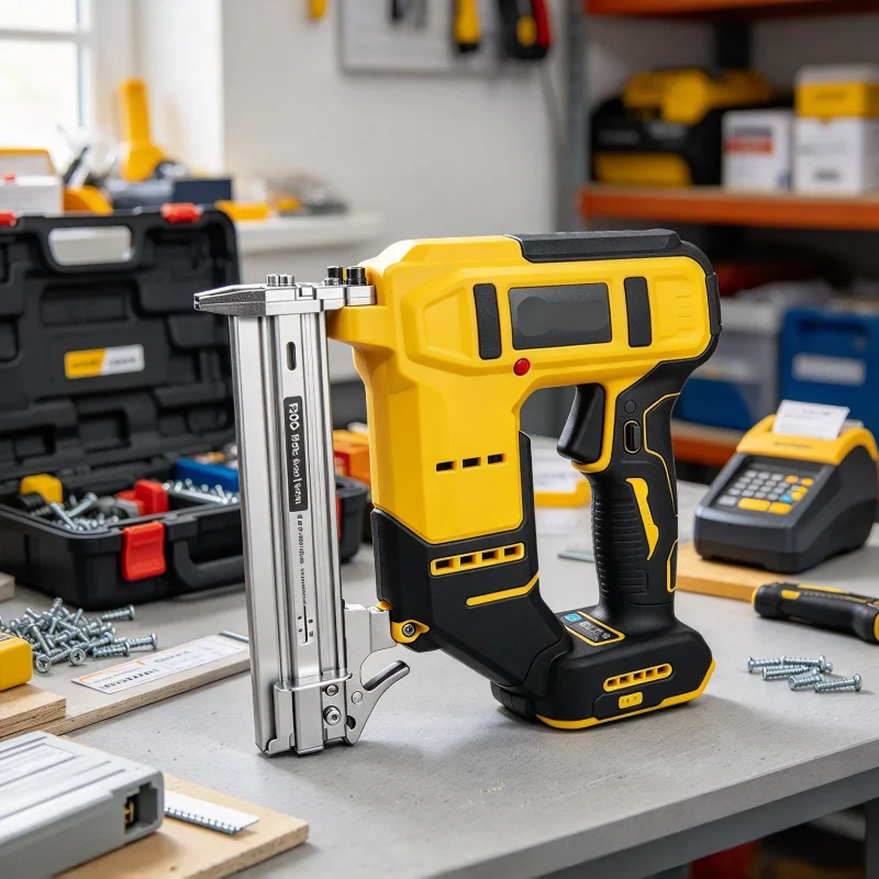 Handheld brushless lithium electric nail gun, two speed adjustable portable woodworking decoration (no battery)