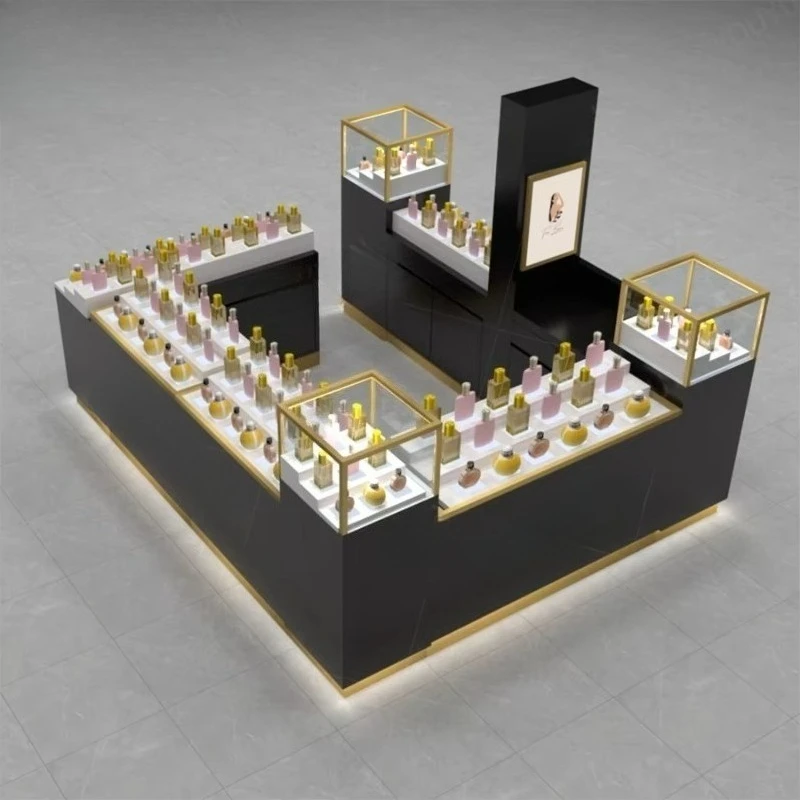 Hot Sale FL Customized Mall Perfume Stall Jewelry Shop Designs Perfume Cosmetic Makeup Display Stand Retail Luxury Perfume