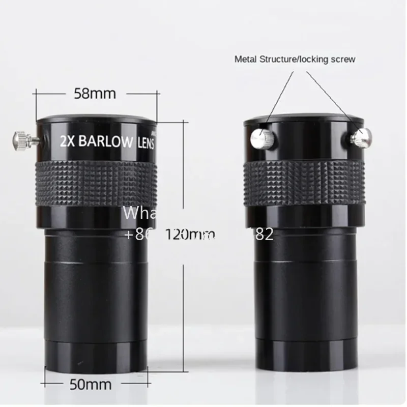 2 Inch Barlow Lens 2X Telescope M42 Thread Balck Adaptable 1.25