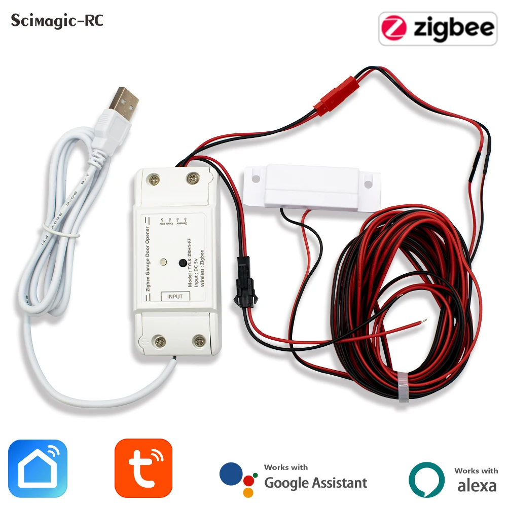 Imagem -06 - Zigbee-controlador Inteligente Abridor de Porta de Garagem Funciona com Alexa Echo Google Home Smartlife Controle de Aplicativos Tuya Nenhum Hub Necessário