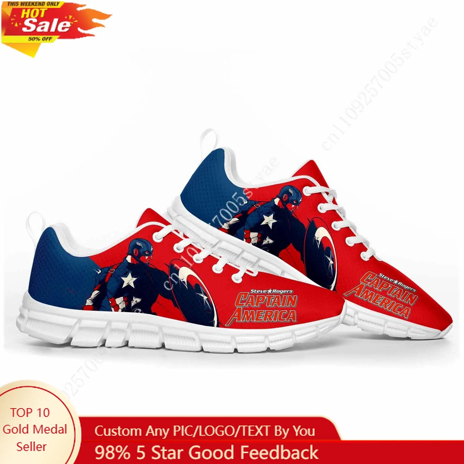 

Marvel Captain America Steve Rogers Sports Shoe Mens Womens Customized Sneakers High Quality Couple Hiking Gift Shoes