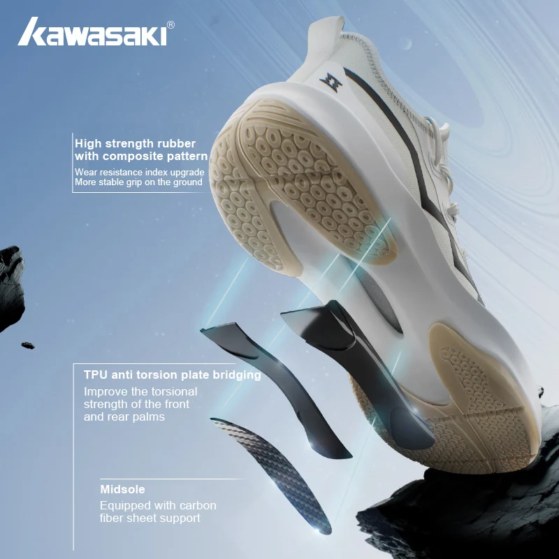 Kawasaki-Tênis de Badminton Anti-Twist Profissional para Homens e Mulheres, Tênis Integrados Fly Woven, Tênis de Mesa Respirável, Galáxia