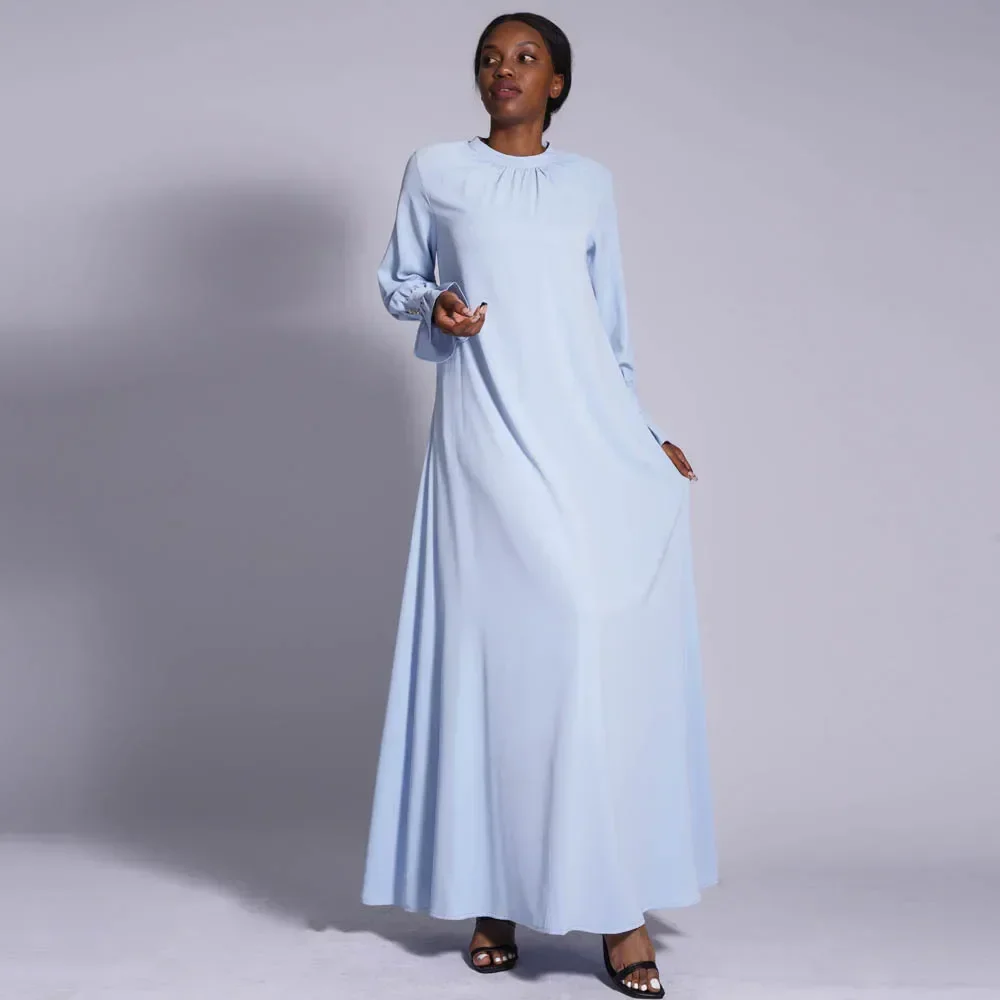 

Plain Inner Abaya Dress Long Dresses for Women Muslim Islam Dubai Turkey Robe Under Abayas Kaftan Flare Sleeve African Dress