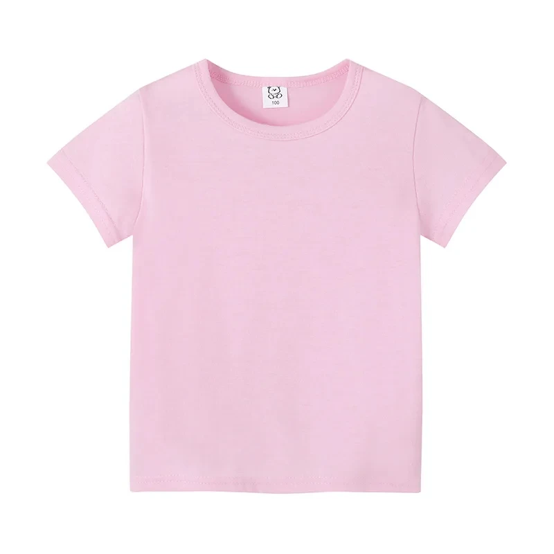 2023 Solid Kids T-shirts Wholesale 4-14 Years Children\'s Casual Tops Tee Classic Color Blank Shirts Wholesale