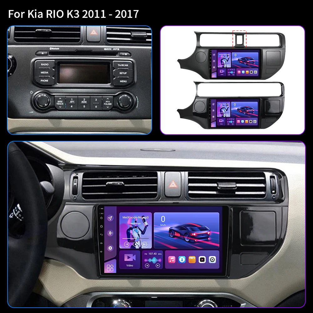 2 Din Android 16 Carplay Auto For Kia RIO 4 K3 2011 2012 2013 - 2017 Car Radio Multimedia Video Player Navigation 4G WIFI BT GPS