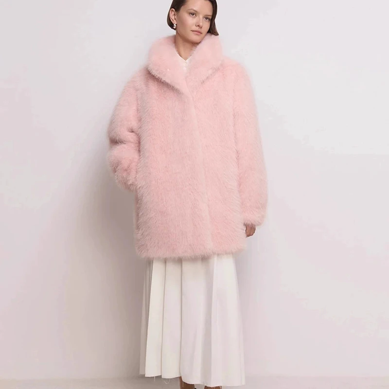 

Женское пальто 2024, новая мода, высококачественное женское пальто с мехом, зимний сезон, стиль, имитация норки, однотонное мехо и искусственный мех H781