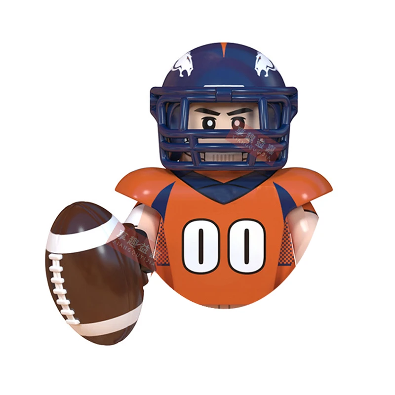 Modell-Bausteine für American Football Stars, Sport-Rugby-Spieler, Helm, Trophäe, Mini-Actionfiguren, Spielzeug für Geburtstagsgeschenke, Kinder