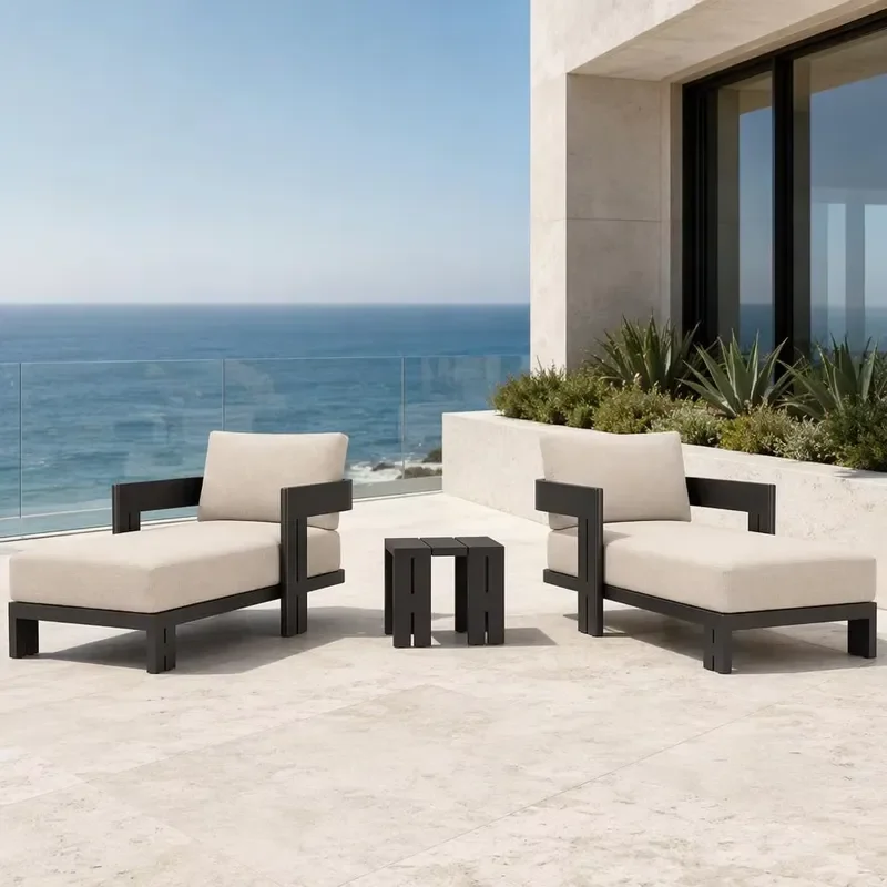 Modern Outdoor Lounge Chair Easy Maintenance Villa Poolside Sunbathing Hotel Project Furniture