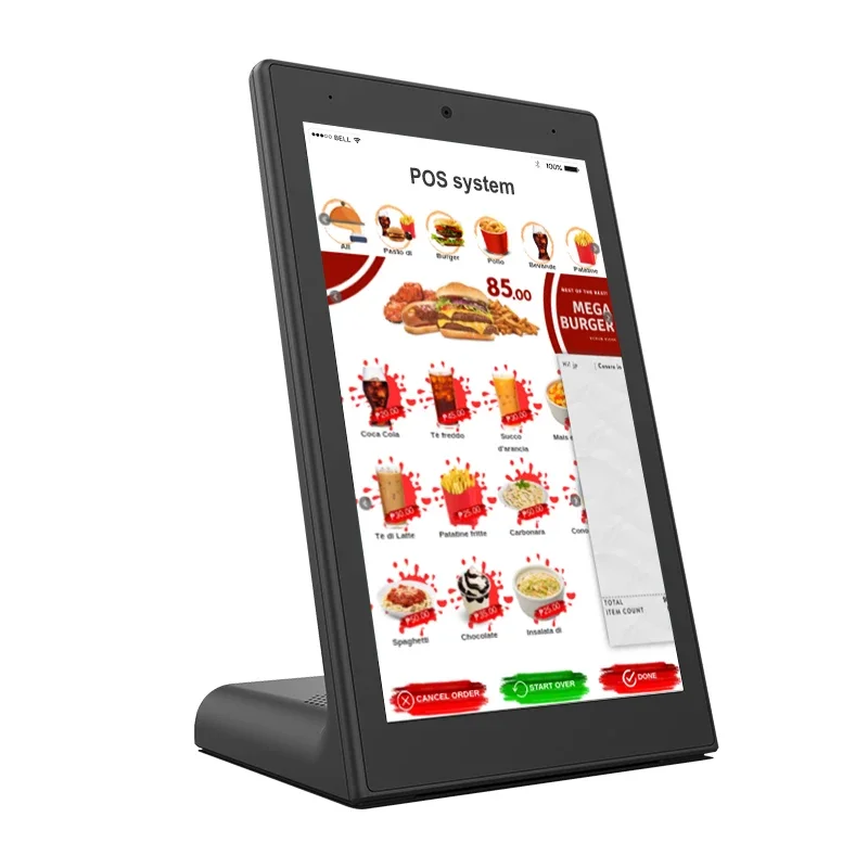 10.1 inch Vertical LCD digital signage touch screen L shape desktop restaurant advertising panel