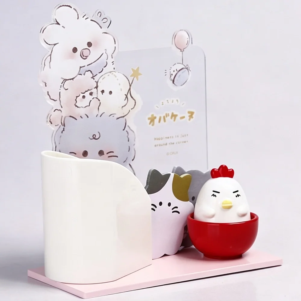 Functional Desktop Message Board Cartoon Pencil Sharpener Tearable Message Sticker Pen Holder Desktop Ornament Stationery Gift