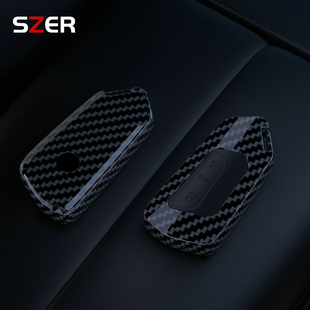 حافظة مفاتيح السيارة من الكربون ABS لسيارة فولكس فاجن فولكس فاجن جولف 8 MK8 ID.3 ID.4 كوبرا سكودا اوكتافيا A8 سيات ليون MK4 2020 2021 فورمينتور تاراكو #1