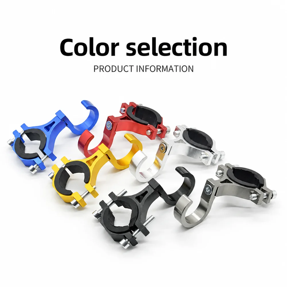 1Pcs Aluminum Alloy Handlebar Hook Angle Adjustable No Drill Mount Handlebar Clamp Mount with Screw Black Base
