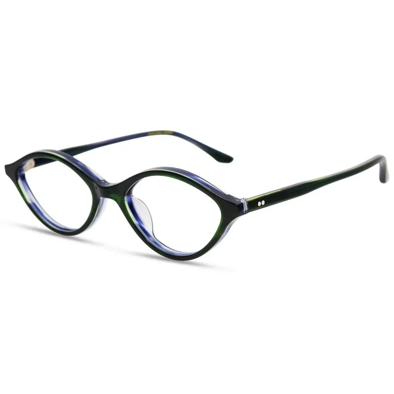 Artistic Oval Acetate Glasses, Unique Two-Tone Layered Frame, Premium Designer Eyewear for Unisex 9671