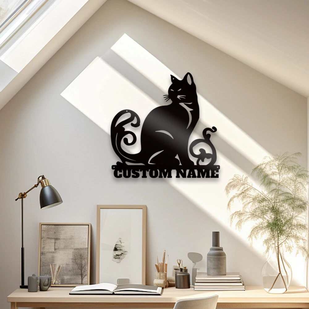 

1pc hot sale cat Customized Name Tin Wall Signs Metal Wall Plaque Decor Living Room Bedroom Removable