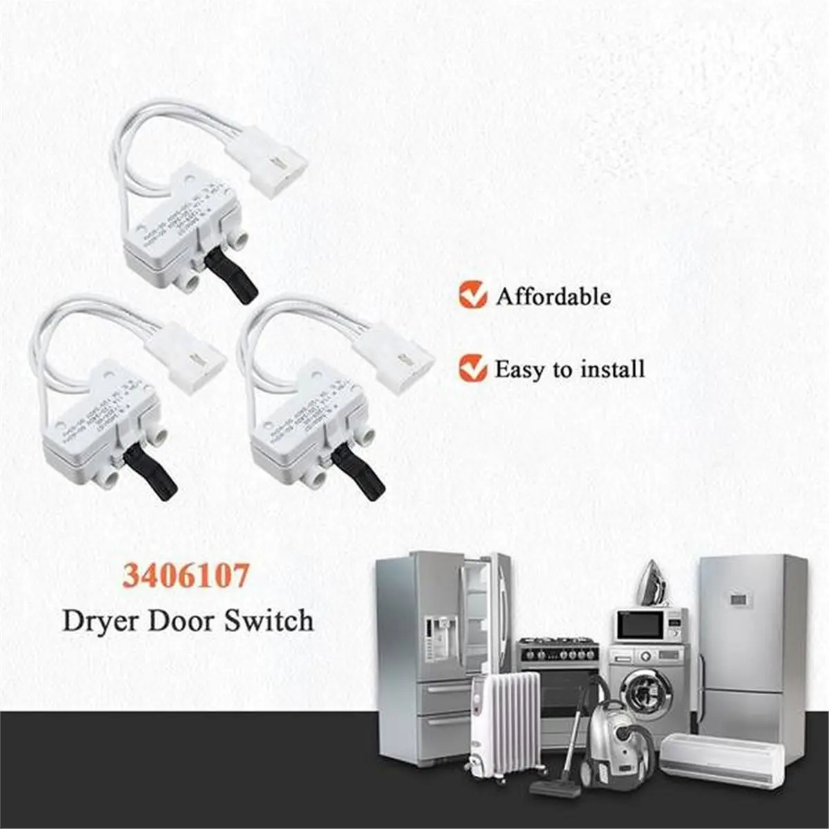 HOUSEHOLD*GOOD 6pcs Washing Machine Cover Switch for 3406107 Washing Machine Dryer Cover Switch Compatible Replacements