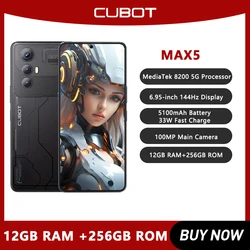 CUBOT-teléfono inteligente MAX 5 5G, dispositivo con Android 14, Dimensity 8200, pantalla de 6,95 pulgadas, 144Hz, 12GB de RAM + 256GB de ROM, batería de 5100mAh, para juegos, WiFi 6