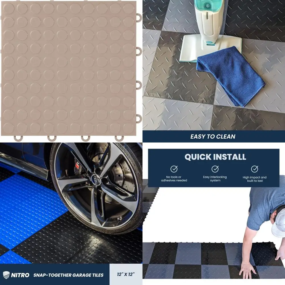 Antislip 12x12 in elkaar grijpende kunststof garagevloertegels voor eenvoudige klikmontage, ideaal voor garageorganisatie en St