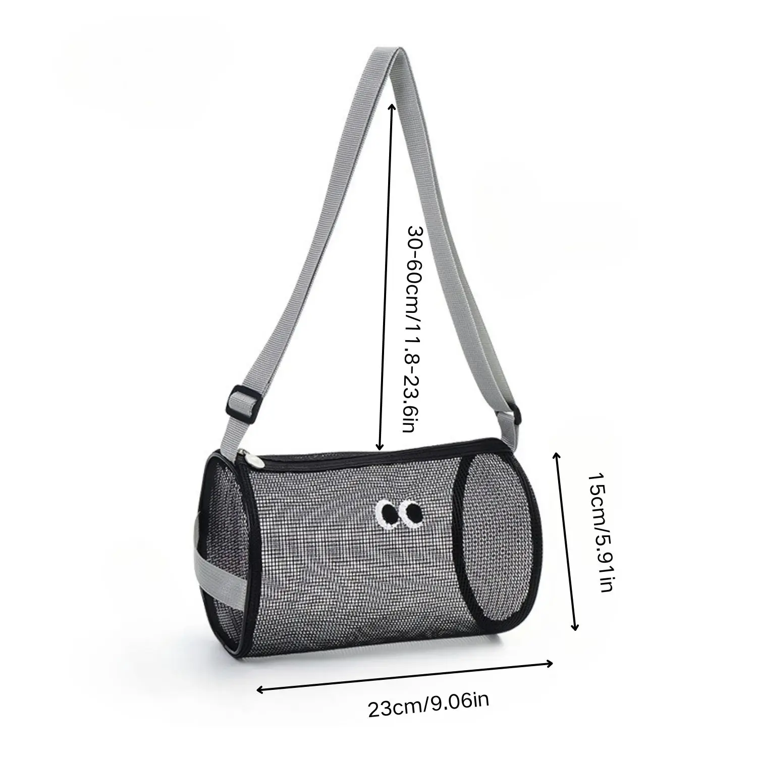 1PC Cylinder Big Eyes Breathable Mesh Leisure Travel Handbag Messenger Bag Beach Swimming Washing Storage Bag Storage Bag