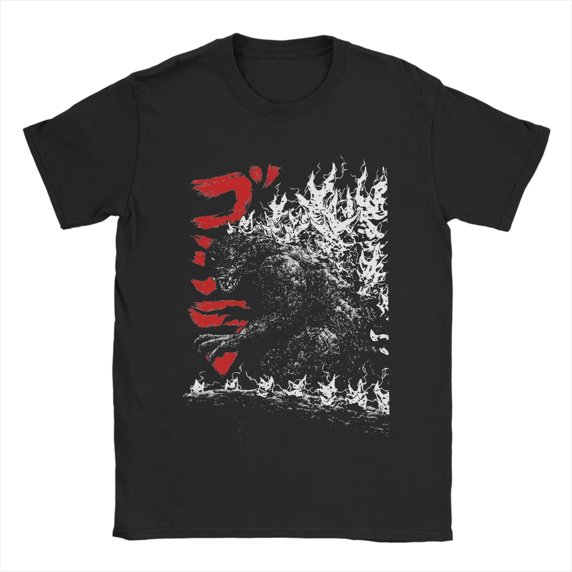 Herren-T-Shirts mit Godzilla-Motiv, reine Baumwolle, modische Kleidung, kurzärmelige T-Shirts mit Rundhalsausschnitt, Geschenk-T-Shirt