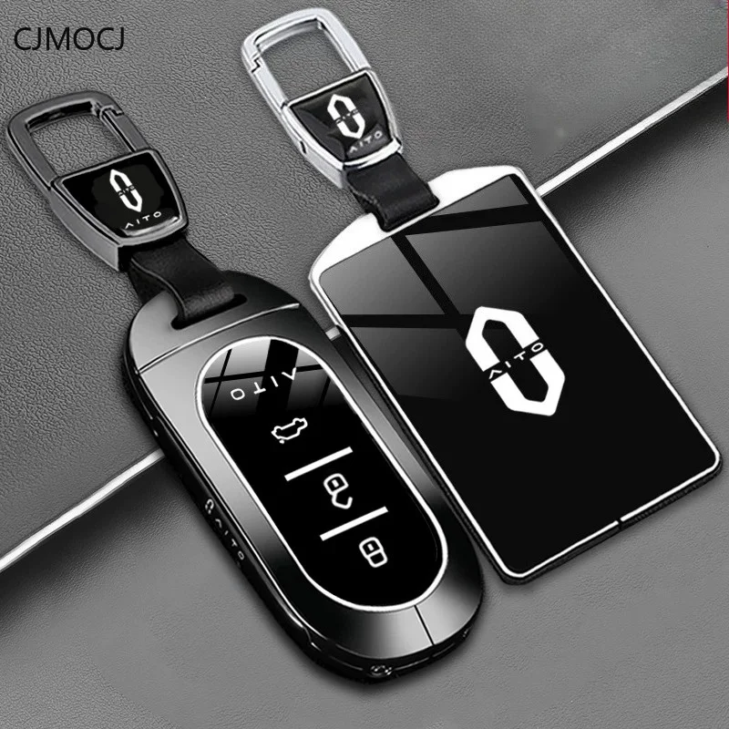 For New AITO M7 Pro Plus Key Case Cover, Zinc Alloy Car Key Fob Card Shell, Anti-Scratch Luxury Smart Keychain, AITO Accessories
