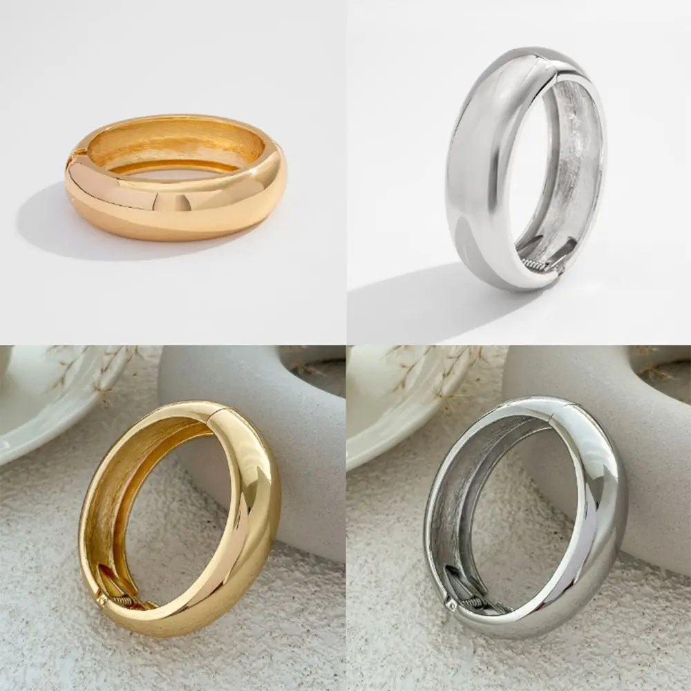 الذهب بسيط هندسية الكفة أساور أسلوب فاسق العصرية أساور معدنية السلس الملمس الهيب هوب مربع سلسلة اليد الرجال #3