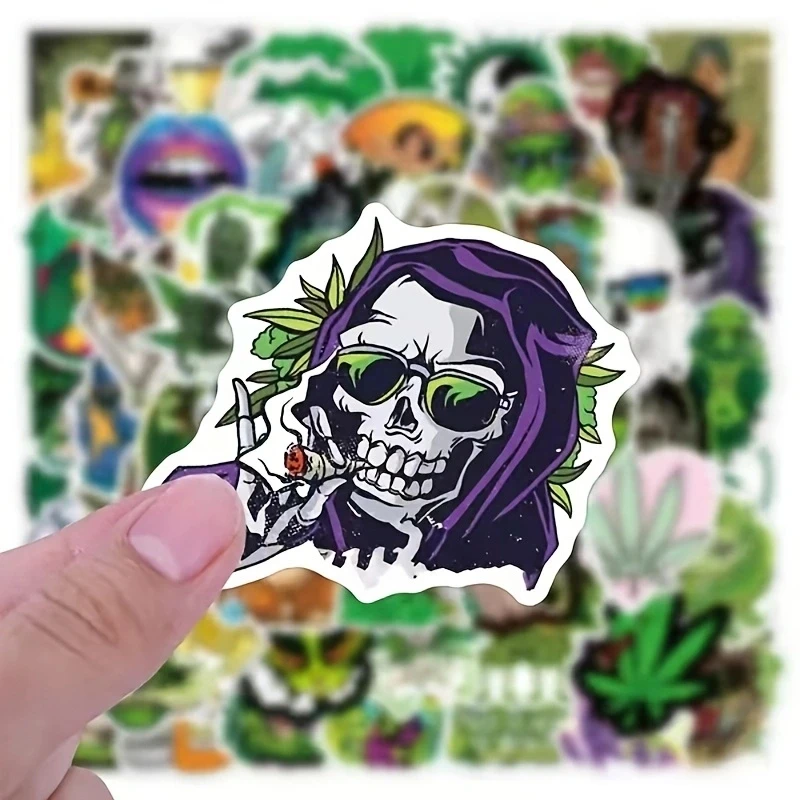 100PCS Anime Weed Marijuana Leaves Plant Vinyl Stickers Decal For Bottles Waterproof Laptop Skateboard Motorcycle Car Bike