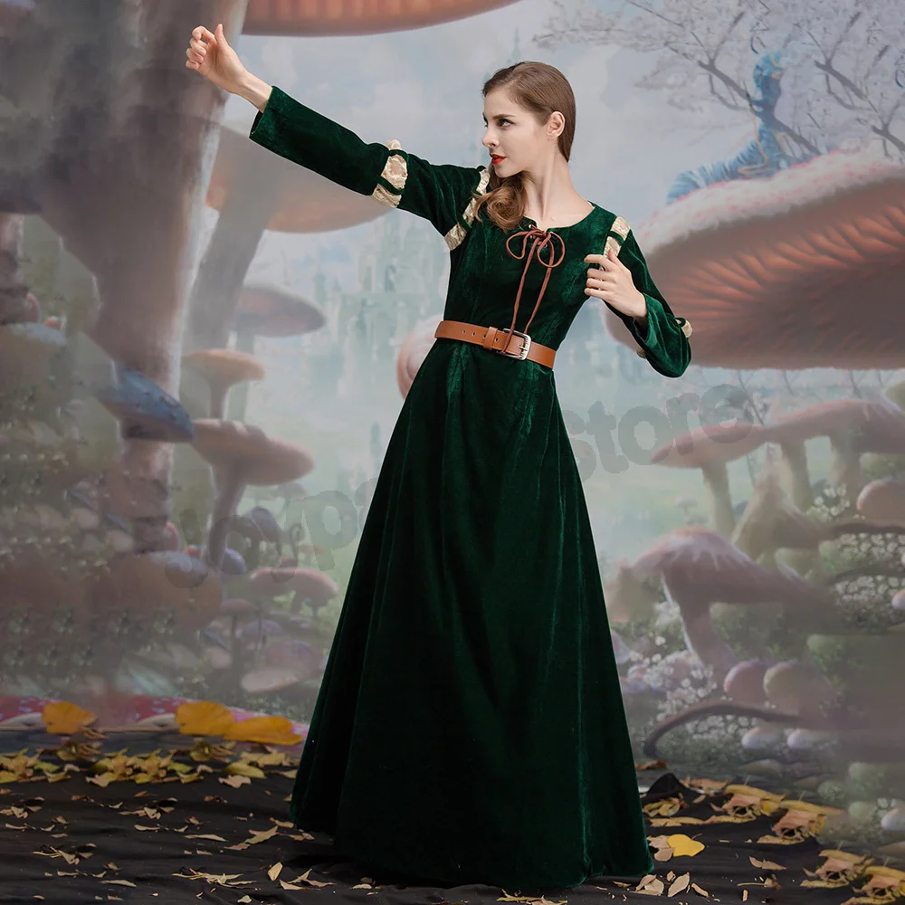 Filmfigur Brave Cartoon Cosplay-Kostüm, Prinzessin Merida Hofkleid Halloween Bühnenkostüm