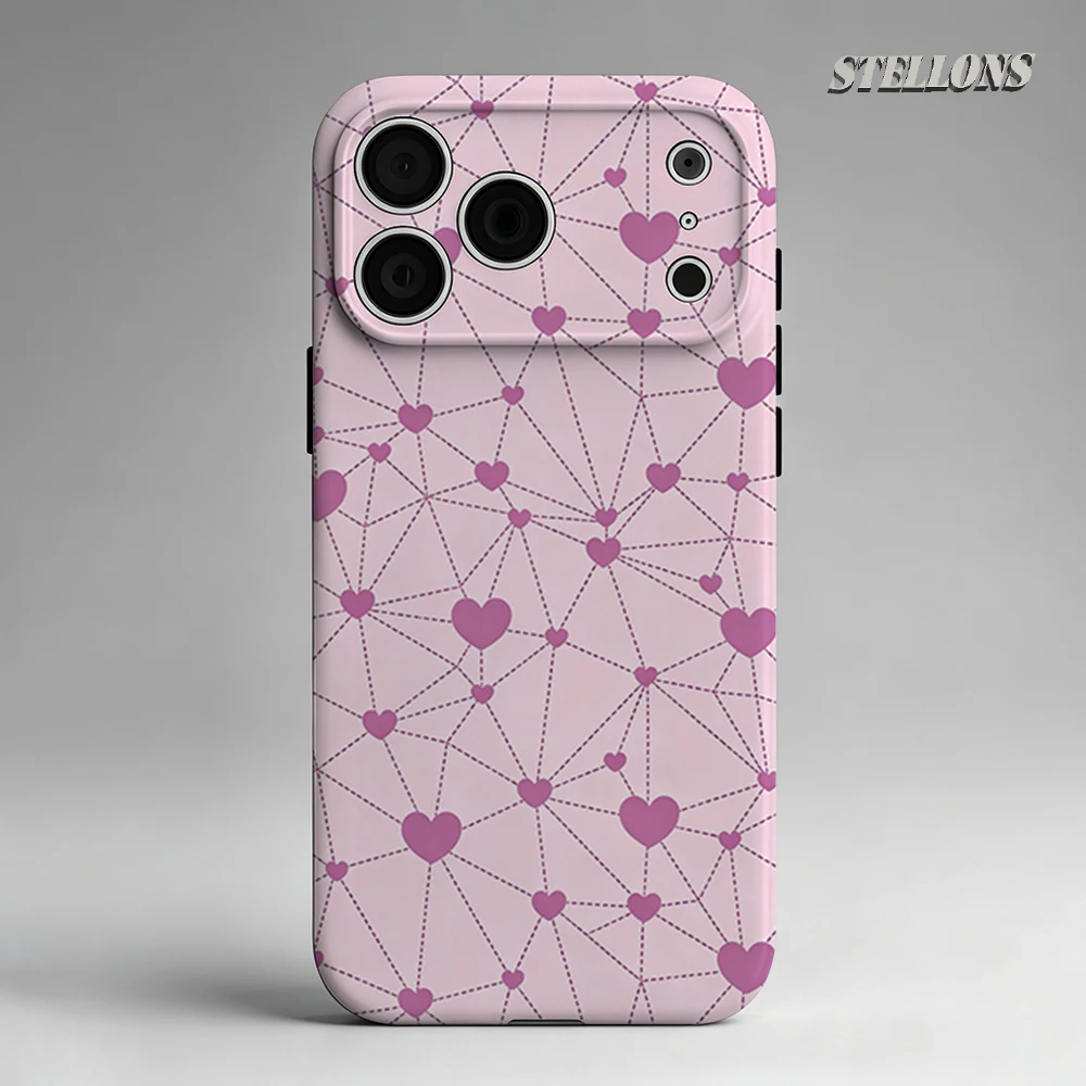 

Pink Heart Web Phone Case For Magnetic Phone Case for IPhone 17 16 15 14 13 Pro Max Plus Single Double-layer tough Case