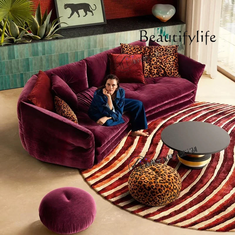 2025 new designer living room club receives high-end light luxury fabric special-shaped sofa