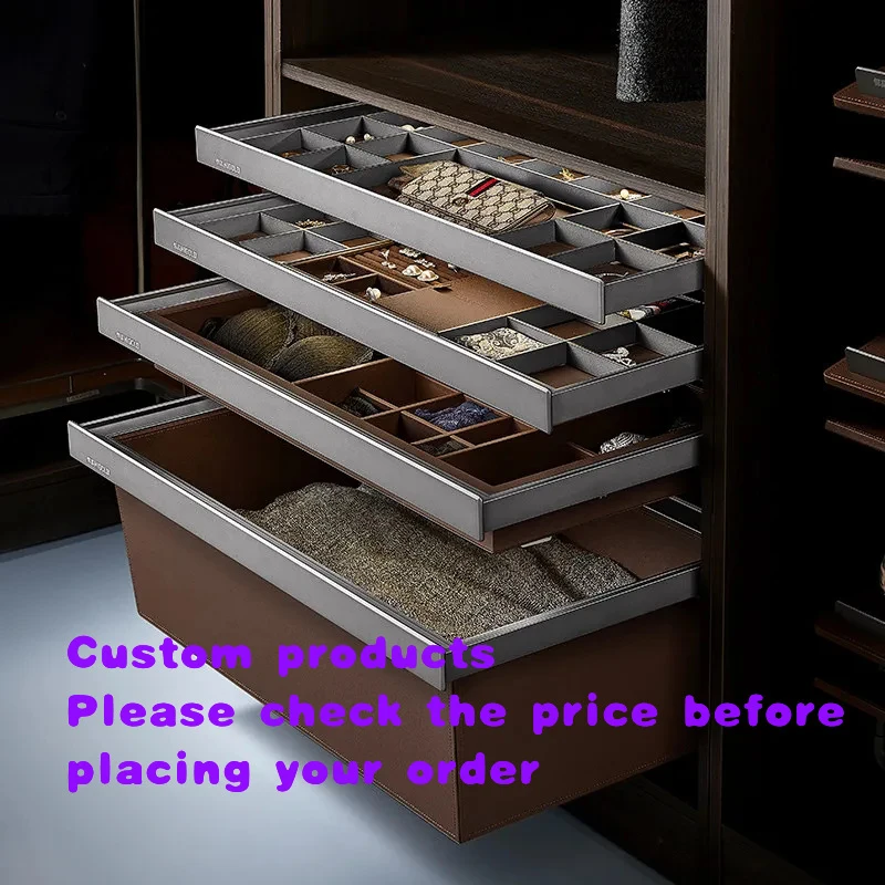 custom.Aluminum Alloy Pull-Out Basket Push-Pull Wardrobe Clothing Storage Box Household Cloakroom Hardware Accessories Mainland