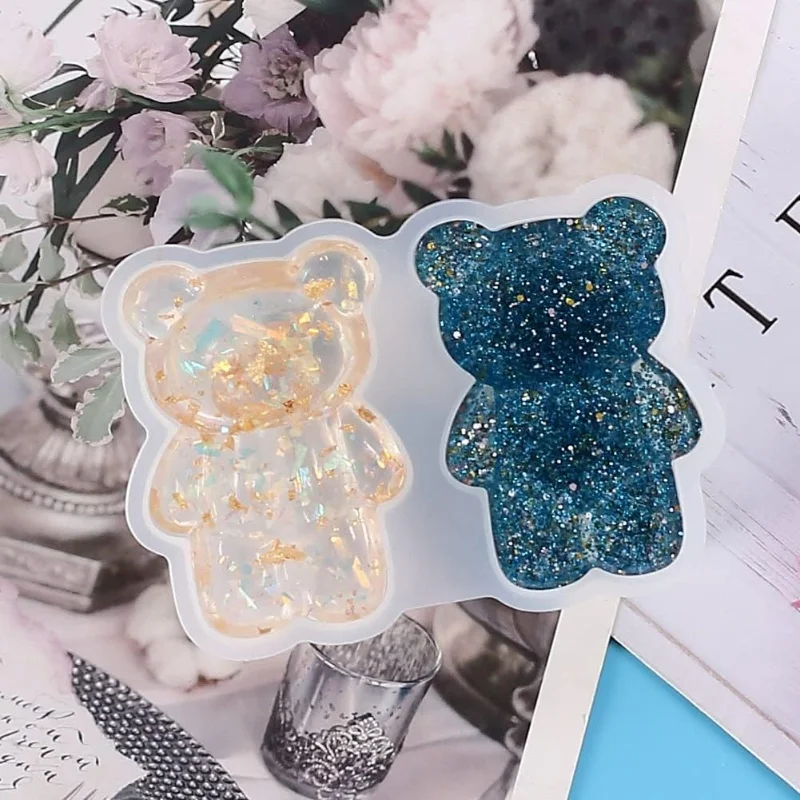 Moule en silicone en résine d'ours et de beurre pour les élections en cristal, bijoux tridimensionnels mignons, installation de bricolage