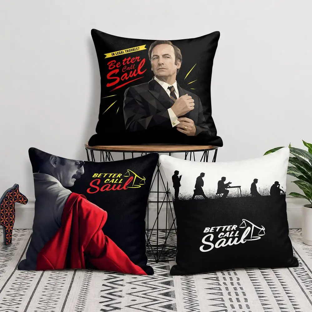 B-Better Call Saul Movie Cushion Cover Silky Short Plush Invisible Zipper Dustproof Sofa Pillow Case For Home Decor