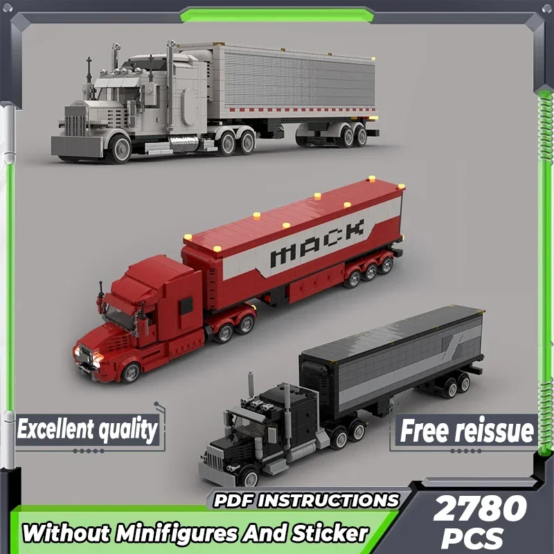

City Transport Vehicles Model Moc Building Bricks Truck With Trailer Technology Blocks Gifts Christmas Toys DIY Sets Assembly