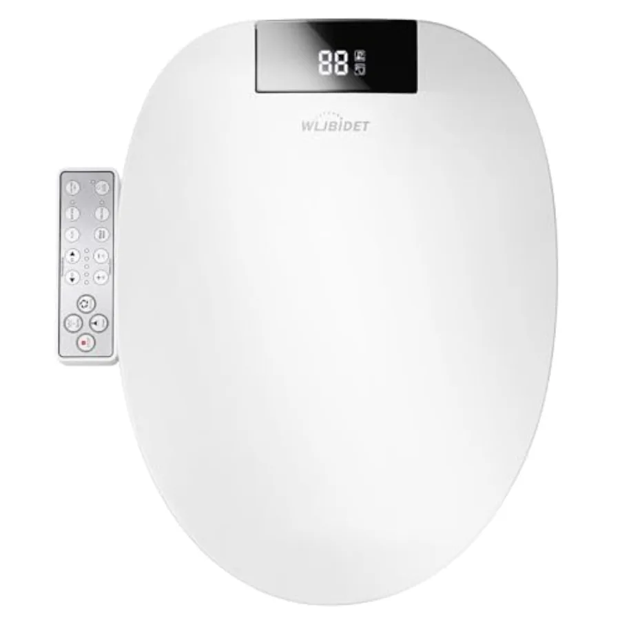 

Elongated Toilet Bidet Seat with Instant Warm Water Self-Cleaning Nozzle Multiple Spraying Modes Electric Heated Seat Warm Air