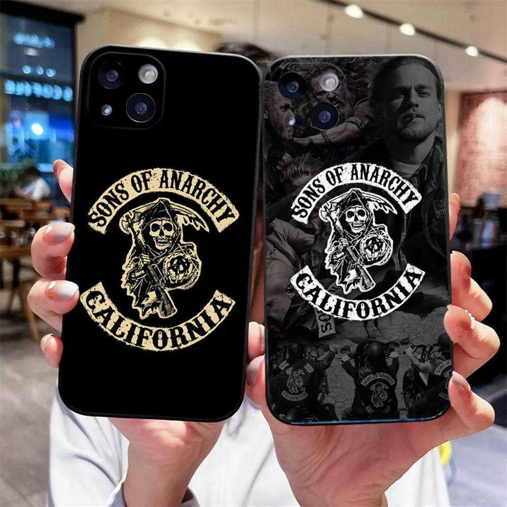 S-Sons Of A-Anarchy Phone Case For iPhone 14,13,12 Mini 11 Pro XR,X,XS,MAX 6S,7,8 Plus Silicone Cover Soft black