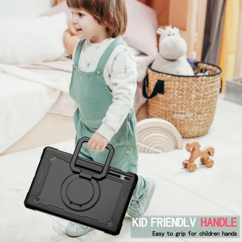 Shockproof Capa Para Samsung Tab S7 FE, Suporte Handle, Alça De Ombro, Caso, 12,4"