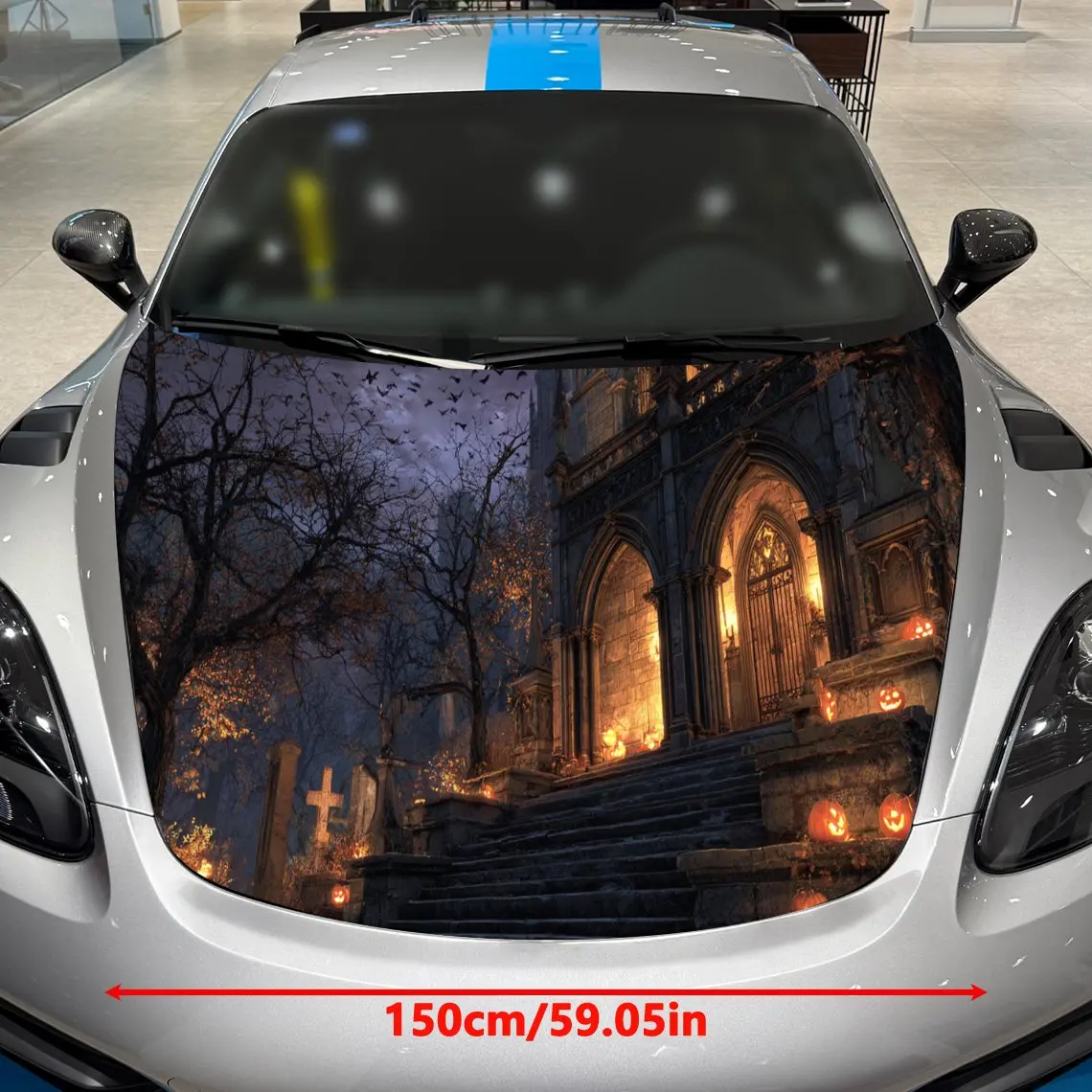 Gothic-style church Car Hood Vinyl Stickers Car Surface Protection Decal Car Decoration Cover Vinyl Wraps Waterproof Self-adhesi