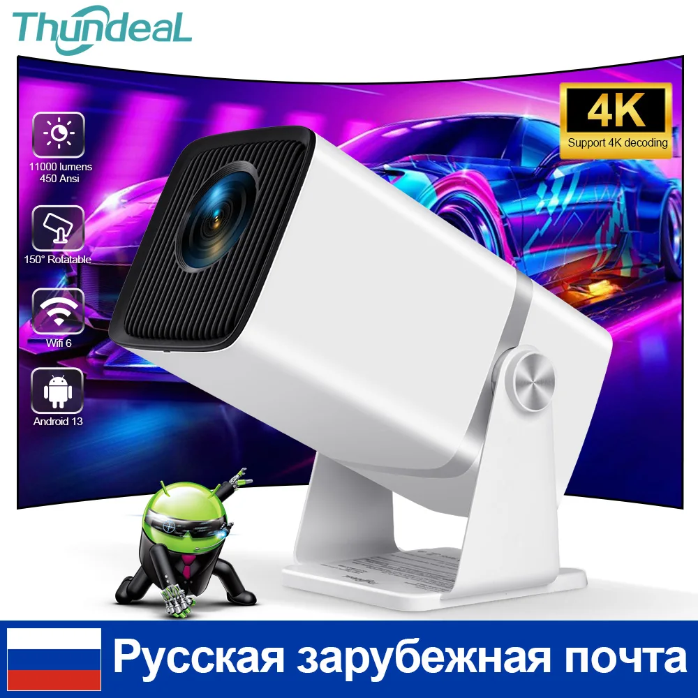 ThundeaL 4K Proyector Full HD FHD TD80W Android WiFi 3D Cine en casa TD80 Proyector de haz portátil Reunión Video Película PK HY320