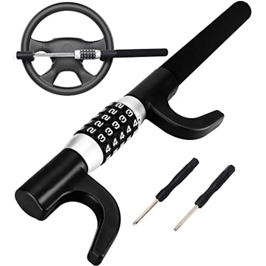 

Steering Wheel Lock Car Lock Anti Theft Keyless Extendable Retractable Password 5 Coded Combination Lock Heavy Duty Universal F