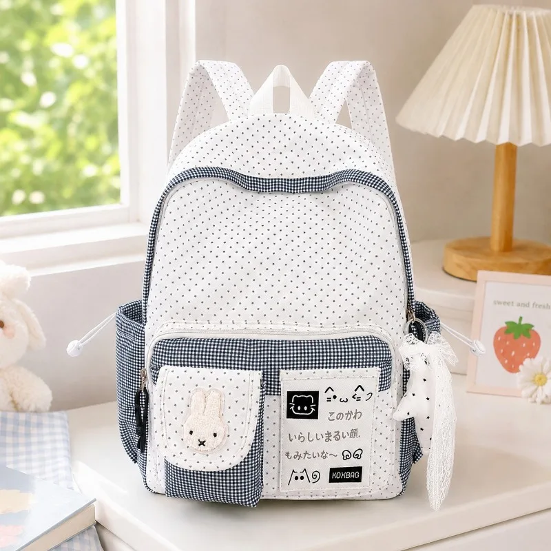 Japan Style Dot Little Rabbit Backpack New Large Capacity Gentle Sweet Girl Student Schoolbag Outward Travel Commuter Backpack