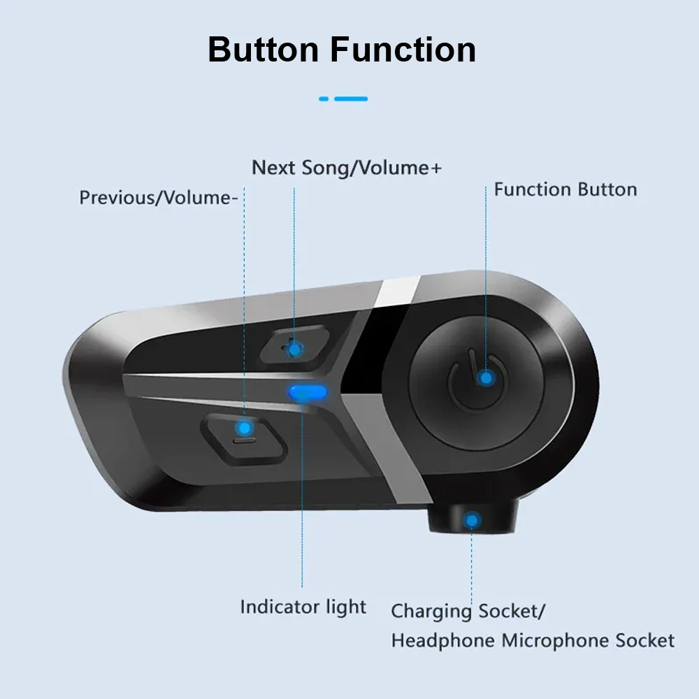 Motorcycle Helmet Earphone Waterproof Support 2 Phones Connection L1 Wireless Bluetooth 5.3 Headset Soft/Hard Microphone