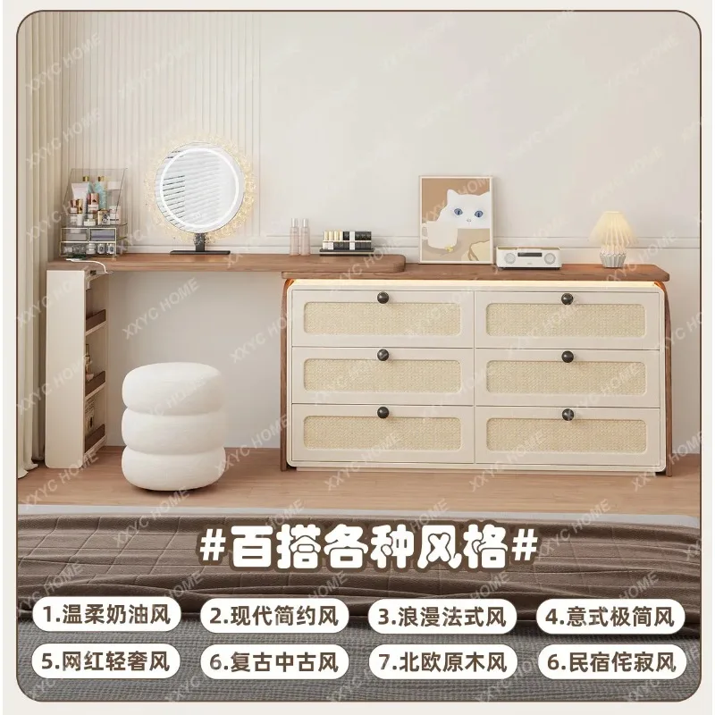 X Extension Dressing Table Brown Organizers Wooden Beauty Salon Vanity Desk Drawers Storage