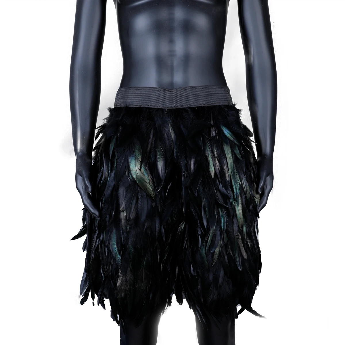 Unisex Black Feather Skirt Shorts Elastic Waist Feather Bottoms Halloween Club Stage Performance Cosplay Outfit