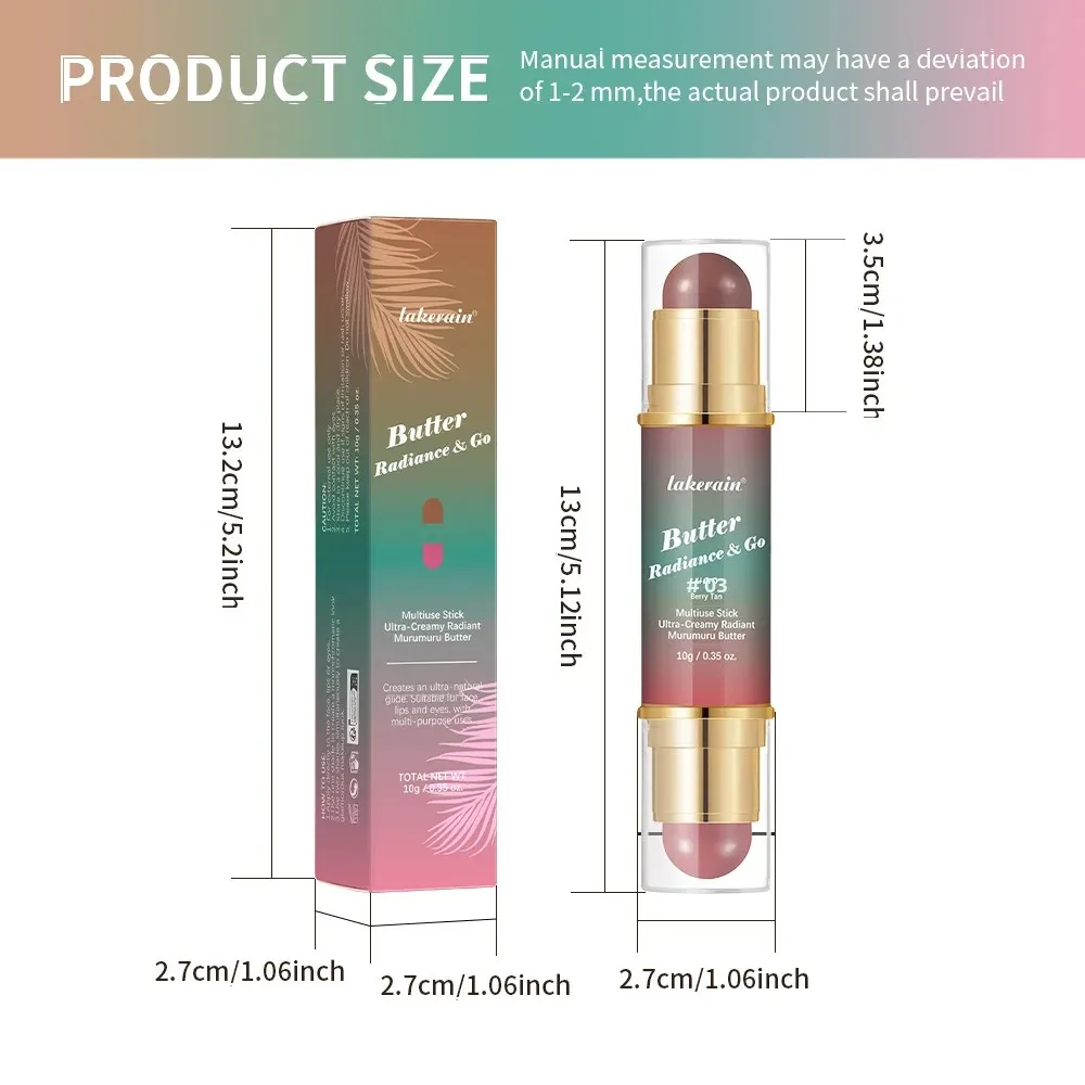 Maquillaje brillante mate, barra de contorno de doble punta, resaltador de colorete en crema 2 en 1 para esculpir cara, mejillas y ojos