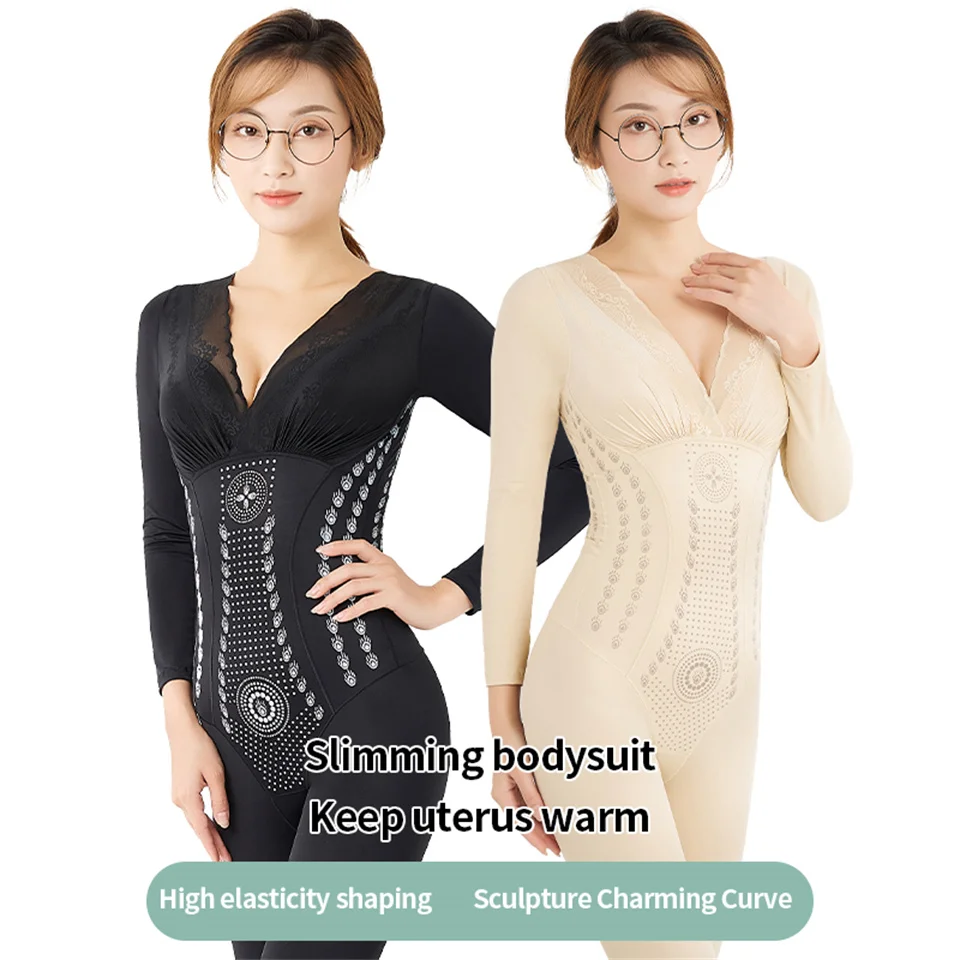 Becirzet Shapewear Damen Ganzkörper-Shaper Ionstech Einzigartige Faser Fettreduzierende Kompressions-Unterwäsche mit Po-Lifting-Effekt Lange Schlankheits-Unterwäsche – Detail 2