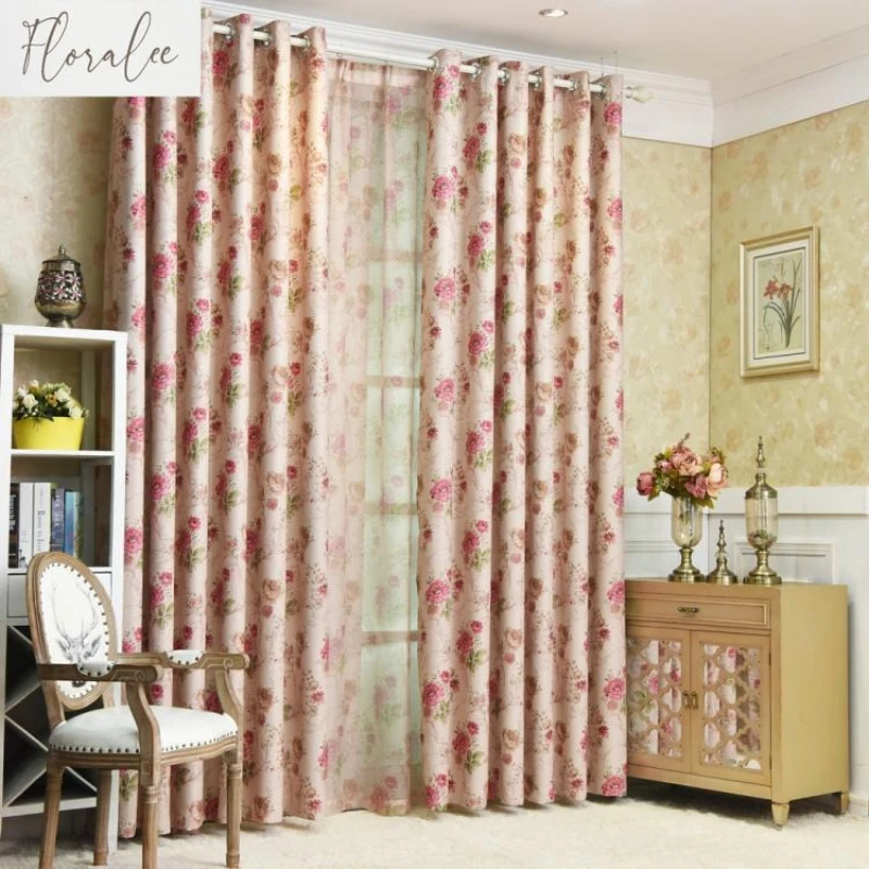 

Luxury Flower Printed Curtains Window Screen Blackout Curtains for Living Room Bedroom Children's Room Curtains Tulle Custom