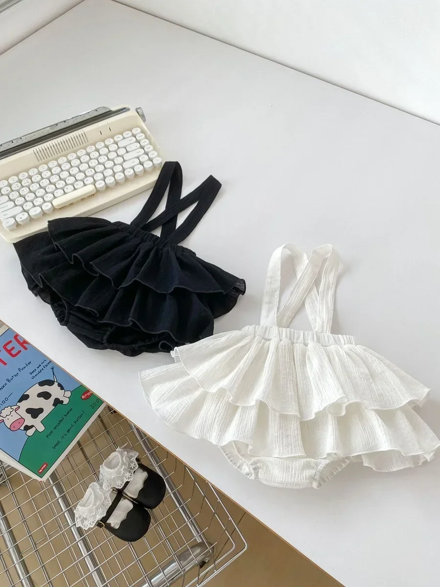 

2025 юбки для маленьких девочек 0-3 лет, однотонное многослойное боди на подтяжках для новорожденных, цельная одежда для дня рождения