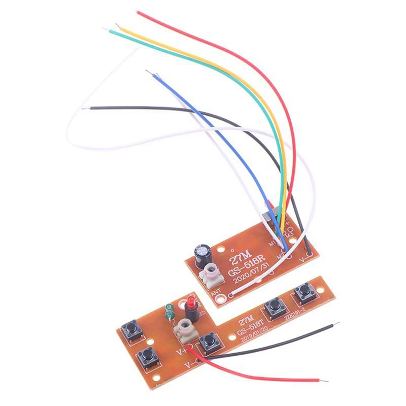 Carte émetteur et récepteur de circuit PCB pour voiture, télécommande RC, accessoires de système radio, 5 canaux, 27MHz, 20-25m, 2 pièces